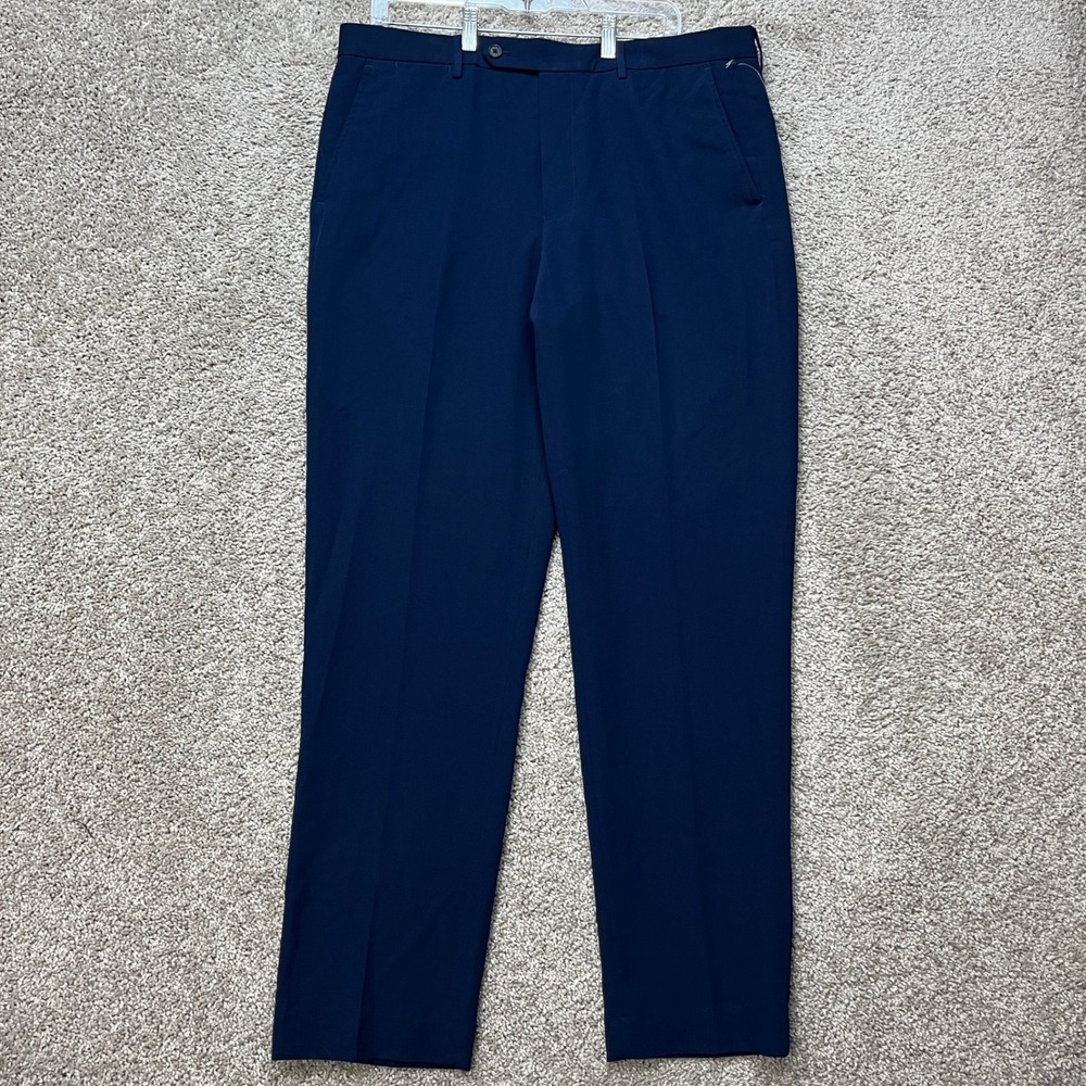 Nautica Performance Dress Pants Mens 36x32 Blue Bi-Stretch Comfort Waistband NEW